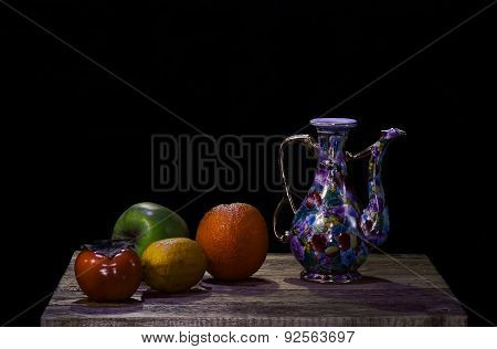 Still Life With Fruits And Middle East Teapot