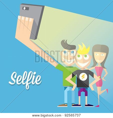 Taking Selfie Photo on Smart Phone concept
