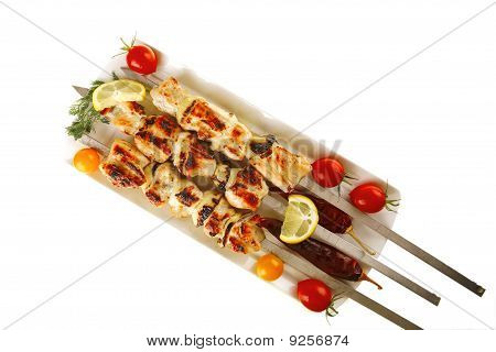 Flæskesteg Kebab på hvid