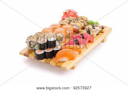 Sushi Set On A Gete Isolated On White Background