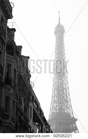 Black And White Image Of The Eiffel Tower