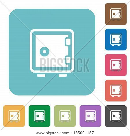Flat strong box icons on rounded square color backgrounds.