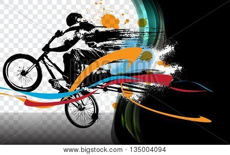 Extreme sport, illustration of bmx rider