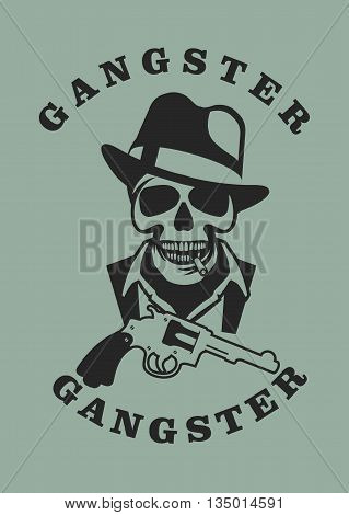 vector illustration of a skull wearing a hat in a retro style with the Colts mascot weapons