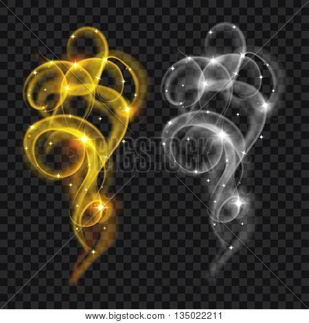 Set Of Translucent Gray And Yellow Smoke