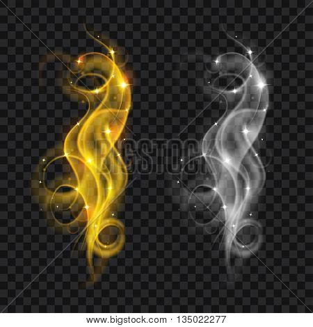 Set Of Translucent Gray And Yellow Smoke