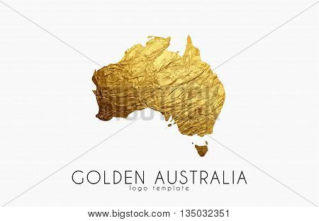 Australia map. Golden Australia logo. Creative Australia logo design