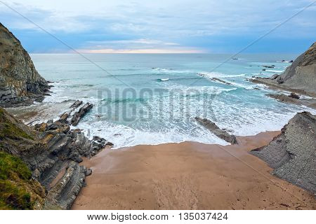 Evening Ocean Rocky Coast.