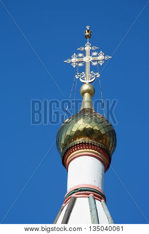 Church spire on Russian Orthodox church in Irkutsk, Russia