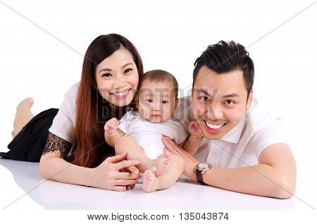 Portrait of asian parent and their six months old baby boy