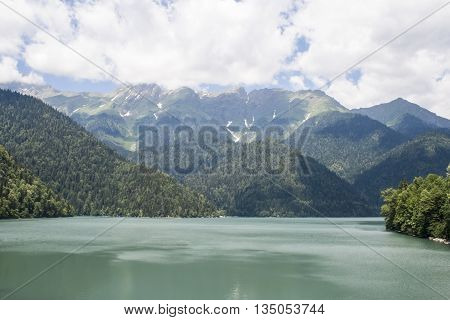 Lake in the mountains on a sunny day
