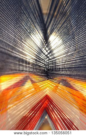 Abstract of various strings with yellow lighting