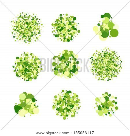 Vector set of green circle labels. Confetti circles. Isolated.