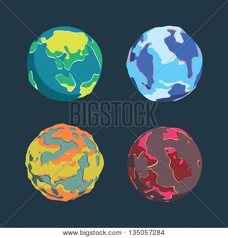 colorful Planets vector, space, Planet illustration, space