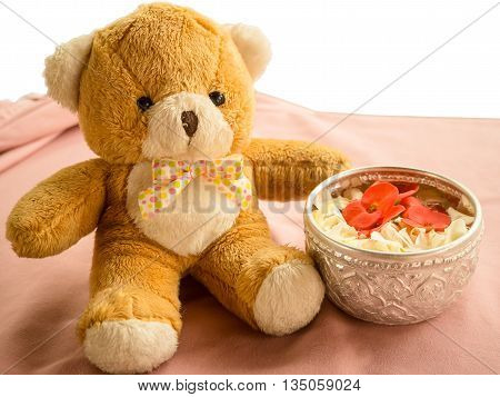 Thai Silver Bowl And teddy bears isolate