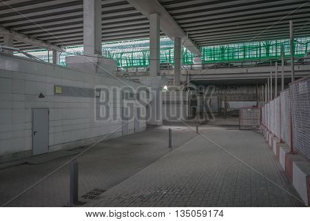 Unmanned space under the concrete bridge highway