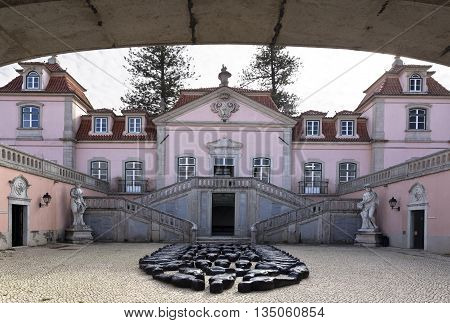 OEIRAS, PORTUGAL - November 4, 2015: The baroque and rococo style 18th century manor house located in Oeiras on November 4, 2015 in Oeiras, Portugal