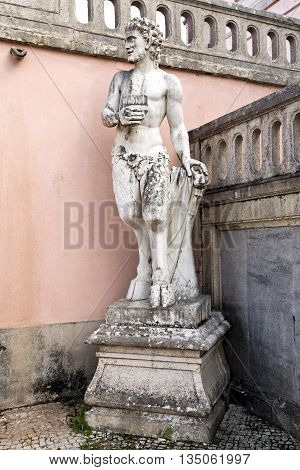 OEIRAS, PORTUGAL - November 4, 2015: Detail of the statues in the entrance courtyard of the Palace of Oeiras on November 4, 2015 in Oeiras, Portugal