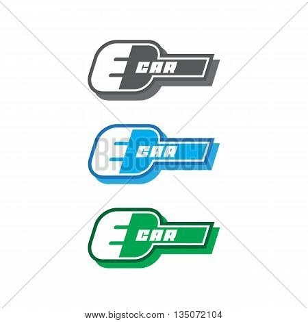 E-car logo eco car color, concept, green