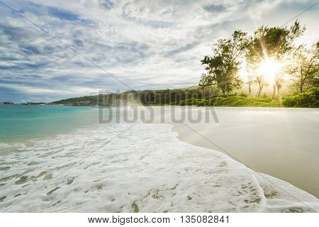 The beautiful Grand Anse Beach in La Digue, Seychelles