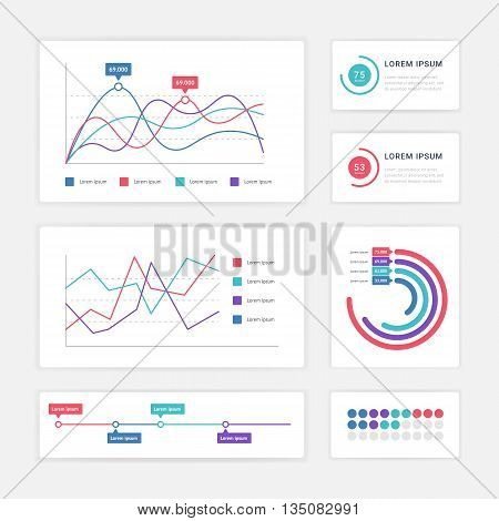 Flat dashboard, set of ui web infographic elements