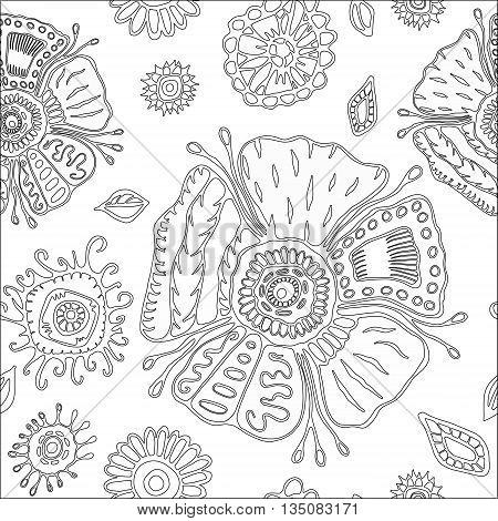 stock vector seamless flower doodle pattern. abstract art background
