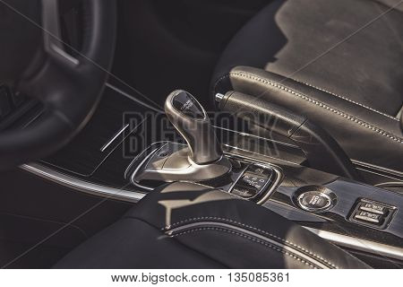 Wroclaw, Poland, May 28, 2016: Close Up On Mitsubishi Outlander Gear Box On Motoshow On May 28, 2016