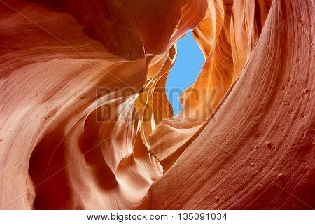 sandstone carved by erosion lower antelope canyon