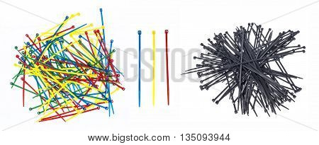 Black blue red and yellow wire straps