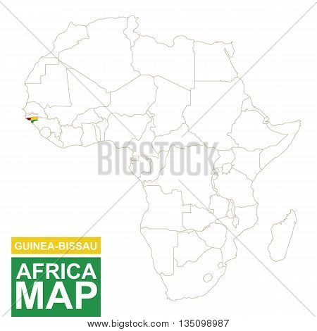 Africa Contoured Map With Highlighted Guinea-bissau.