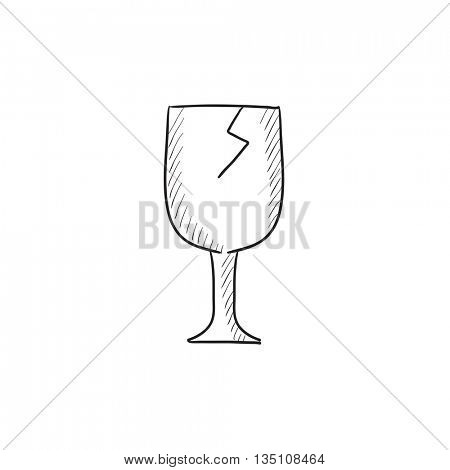 Cracked glass vector sketch icon isolated on background. Hand drawn Cracked glass icon. Cracked glass sketch icon for infographic, website or app.