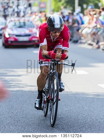 Utrecht, Netherlands - 04 July 2015: The French cyclist Julien Simon of Cofidis Team riding during the first stage (individual time trial ) of Le Tour de France 2015 in Utrecht Netherlands on 04 July 2015.