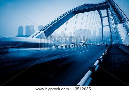 traffic in yangtse river bridge,chongqing china.