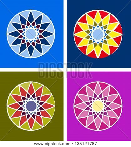 Collection of Round Decorative Frames geometric shape Labels, Lines, Symmetric Geometric Shapes and Natural Elements. Vector set of outline emblems and badges abstract hipster vintage templates.
