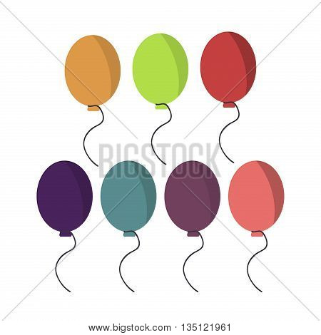 Collection of color balloons and happy birthday party balloons decorations. Party balloons carnival celebration. Colorful balloons birthday holiday decoration vector.