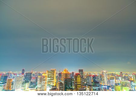 OSAKA, JAPAN - November  30, 2015 : Osaka city view from Umeda sky building, Osaka. View from the top at twilight in Japan