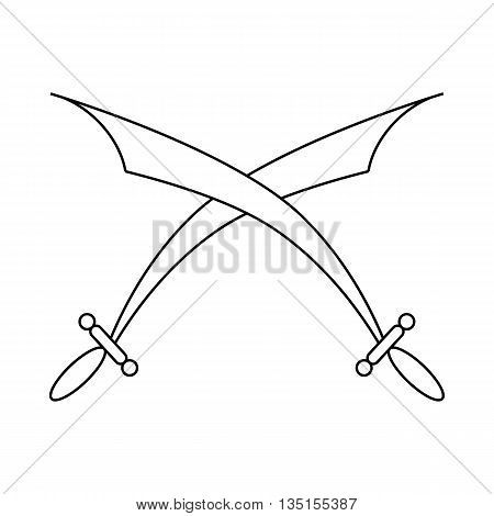 Crossed scimitars icon in outline style on a white background