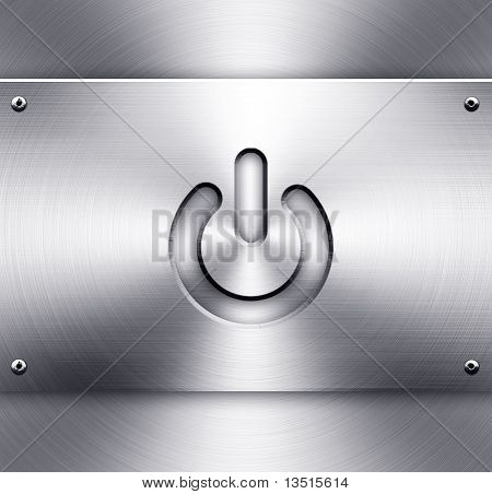 placa metálica con el icono de encendido