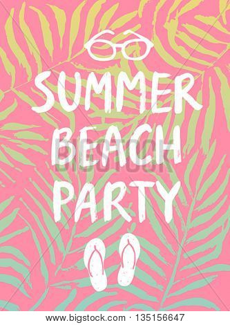 Summer hand drawn calligraphyc card. Vector illustration.