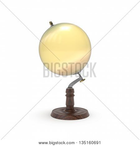 Globe map of saturn 3d rendering on white backround