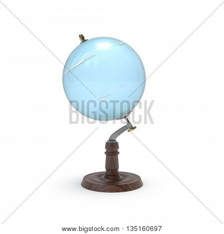Globe map of uranus 3d rendering on white backround