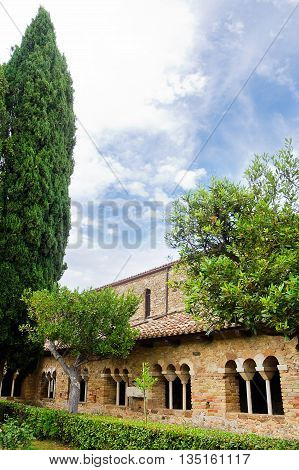 cloister in the Abbey of San Giovanni in Venere in Fossacesia (Italy)
