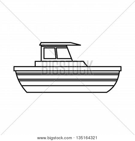 Motor boat icon in outline style isolated on white background. Sea transport symbol