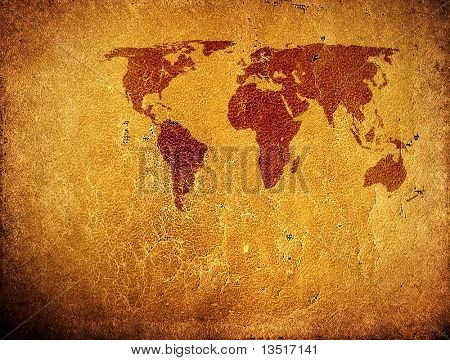 Lederhintergrund mit Weltkarte