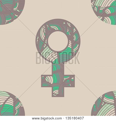 Pastel beige and green Venus symbol. Mirror of Venus