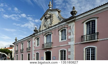 OEIRAS, PORTUGAL - November 4, 2015: Occupying the former palace coach house is the actual Town Hall of the city of Oeiras on November 4, 2015 in Oeiras, Portugal