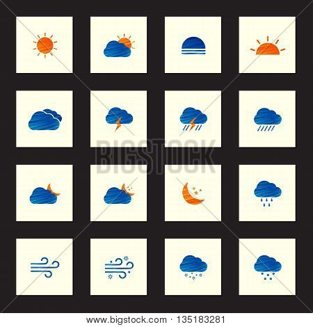 Collection of colorful sketch weather icons vector illustration