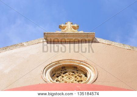 Old church in Piskopiano town on Crete Greece.