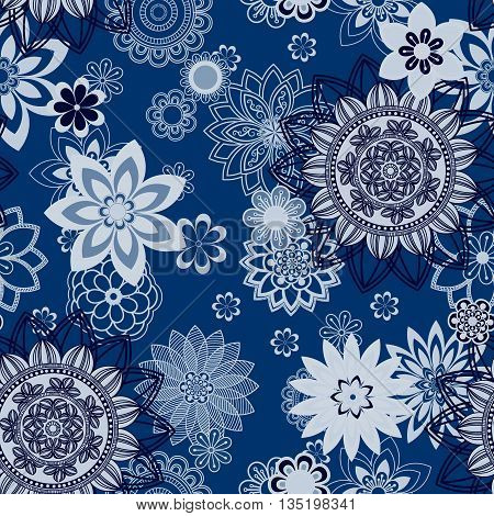 Mandala pattern floral elements decorative ornament. Seamless pattern background. Arab Asian ottoman motifs. Vector illustration