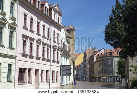 MEISSEN, GERMANY - JUNE 5, 2013: Flooding in Meissen.